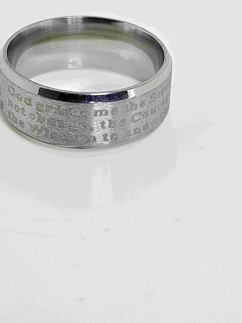 Ring mit Gelassenheitsgebet in english und dienstsymbol von NA