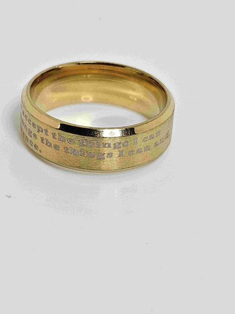 Ring mit Gelassenheitsgebet in english und dienstsymbol von NA