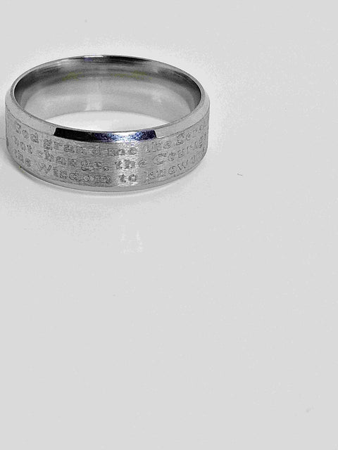 Ring mit Gelassenheitsgebet in english und dienstsymbol von NA