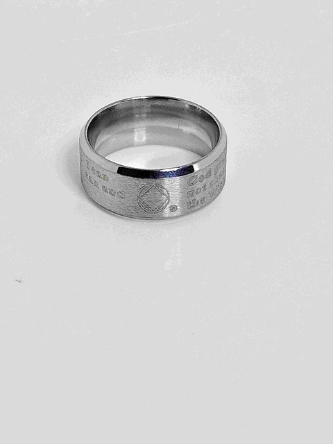 Ring mit Gelassenheitsgebet in english und dienstsymbol von NA