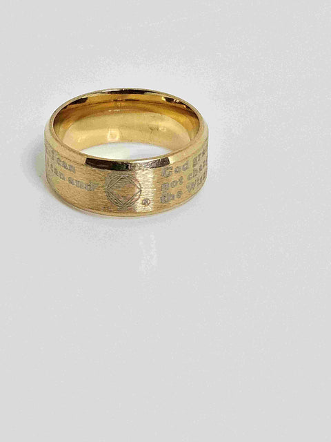 Ring mit Gelassenheitsgebet in english und dienstsymbol von NA