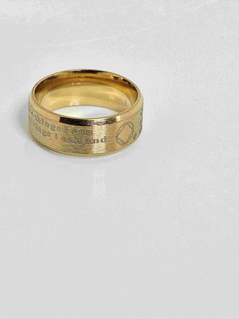 Ring mit Gelassenheitsgebet in english und dienstsymbol von NA