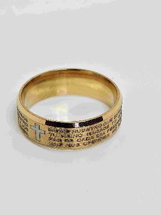 Ring mit dem "Vater unser" auf spanisch und eine Kreuz